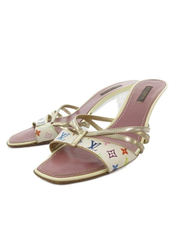 Louis Vuitton Sandals Monogram Strap Pin Heels Multicolor